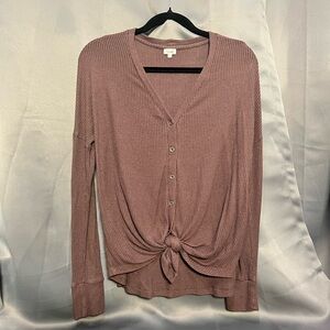 Kismet Mauve Button Down Knot Front Top